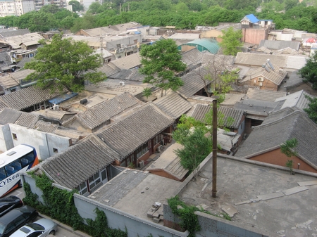 Looking down on the cramped housing of a Hutong