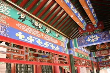 Painted beams on the Long Hall