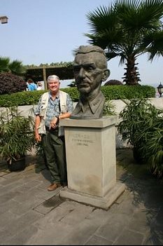 Bob next to bust of General Stillwell on the terrace of the museum