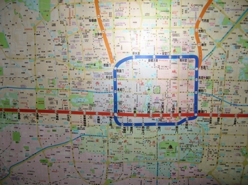 Map of subway with new routes (orange) being built for the Olympics