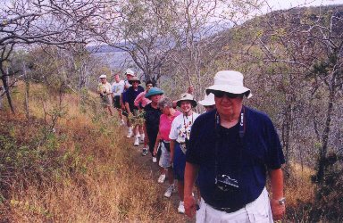hiking up the volcano