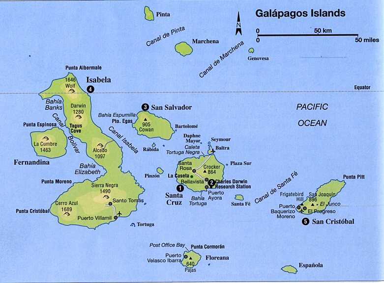 Map of the Galapagos