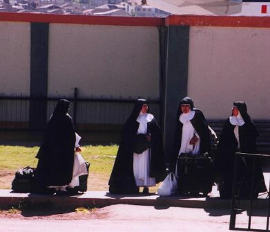 Nuns waiting for a bus